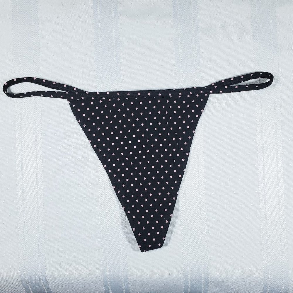 Victoria's Secret Stretch Cotton Black V-String Panty Size Medium